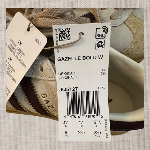 GAZELLE BOLD W CREAM WHITE/MAROON/BEIGE - Picture 2 of 8